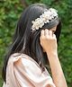 CHOKO Pastel Floral  Lace Detailed & Beaded Embellished  Hair Band - White Pink &  Yellow