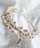 CHOKO Lace Crystal Stone Embellished Hair Band - White And Red