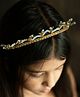 CHOKO Beaded Crown Detailed Hair Band - White Gold & Beige