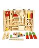 Happy Hues DIY Wooden Portable Tool Box Toy - Role Play Kit 43 Pieces Set- Includes Hammers, Screwdrivers, rulers, Wrenches & More- Fine Motor Skill Toys for Toddlers