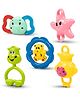 Fantasy India Musical Sound Rattle Teether for New Born Infant Babies With Smooth Edges Pack Of 5 (Color And Print May Vary)