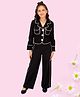 Cutecumber  Full Sleeves Solid Top With Pants Set - Black