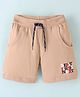 Fido Cotton Single Jersey Knit Knee Length Shorts Text Print - Dark Beige