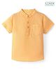 Babyhug Cotton Linen Half Sleeves Kurta Style Mandarin Neck Shirt - Buff Orange