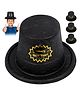 Fiddlerz Happy New Year Top Hat Glitter Golden Black New Year Top hats for New Year Party Photo booth Props (Pack of 3)