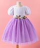 Kookie Kids Half Sleeves Frock With Floral Applique - Purple