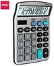 Deli EM19710 - 12 Digit Calculator, Dual Power, Desktop Calculator, Silver, Pack of 1