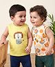 Babyoye  100% Cotton with Eco Jiva Finish Sleeveless Wild Animals Printed T-Shirts Pack of 2 - Yellow & Cream