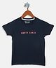 Monte Carlo Cotton Half Sleeves Logo Placement Embellished Tee - Dark Navy