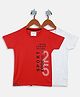 Monte Carlo Pack Of 2 Sports Code  Text Printed Tee - Red & Grey