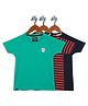 Monte Carlo Pack Of 3  Half Sleeves Striped & Run Text  Printed Tees - Red Navy Blue & Green