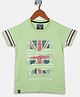 Monte Carlo Half Sleeves England Text Printed Tee - Pista Green