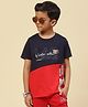Monte Carlo Half Sleeves Las Vegas Text Printed Tee - Navy Blue & Red