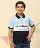 Monte Carlo Cotton Half Sleeves Achievement Printed Colour Blocked Tee - Sky Blue