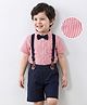 Mark & Mia Half Sleeves Striped Party  Shirt & Shorts Set with Suspender & Bow - Multicolour