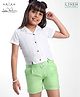 Arias Cotton Linen Woven Half Sleeves Solid Color Shirt & Shorts Set - White