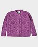 Mi Arcus Full Sleeves Cable Designed  Cardigan - Purple