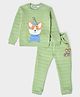 Mi Arcus Full Sleeves Fox Patch Detailed Quilted Sweatshirt & Pajama Set - Green