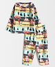 Mi Arcus Peanuts Featuring Full Sleeves Snoopy & Vehicles Printed Coordinating Tee & Pajama Set - Multi Colour