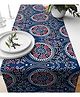 Tasseled Home Blue Ajrak Table Runner for 6 seater table