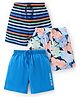 Babyhug Cotton Knit Shorts With Striped & Leaf Print Pack of 3 - Multicolor