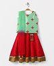 Bluebell Sleeveless Choli Checks Lehenga With Dupatta - Green & Pink