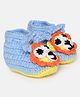 MayRa Knits Hand Knitted Animal Detailed Woollen Booties -Blue