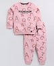 giniekids Loopknit Full Sleeves  Alphabet Printed Coordinating Tee With Jogger Pant - Dusty Pink