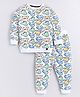 giniekids Loopknit Full Sleeves Text Printed Coordinating Tee With Joggers Pant - Off White