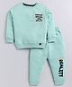 giniekids Loopknit Full Sleeves Tuning Dream Into Reality Text Printed Coordinating Tee With Joggers Pant - Pista Green