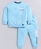 giniekids Loopknit Full Sleeves Great Text Printed Coordinating Tee With Joggers Pant - Ice Blue