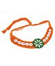 SKD Shell & Mirror Work Detailed  Tricolour Theme Broad Choker -  Orange