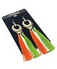 SKD Tassel Embellished Dangler Earrings - Orange