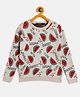 RVK Full Sleeves Watermelon Designed Cotton Pullover Sweater - Beige