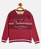 RVK Full Sleeves Placement Street Text Embroidered Cotton Pullover Sweater - Red