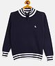 RVK Full Sleeves Placement Striped Designed Cotton Pullover Sweater - Navy Blue
