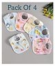 Luvlittle  Feeding Bibs With Snap Button Closure Pack of 4 - Multicolour