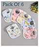 Luvlittle  Feeding Bibs With Snap Button Closure Pack of 6 - Multicolour