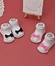 Yellow Bee Pack Of 2 Bow Embellished Crew Socks - White Black & Pink