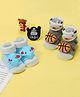 Yellow Bee Pack Of 2 Basketball & Elephant Applique Detailed Anti Skid Socks - Blue & Grey