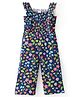 Babyhug Cotton Knit  Sleeveless Jumpsuit  with Floral Print - Navy Blue