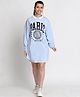 Lil Tomatoes  Cotton Looper Full Sleeves Pairs Text Printed Dress - Blue