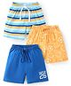 Babyhug Cotton Knit Shorts With Football Print Pack of 3 - Multicolour