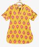 Campana 100% Cotton Half Sleeves  Lotus Printed Kurta  - Yellow