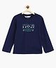 Campana  100% Cotton Jersey Full Sleeves Placement Music Theme  Printed Tee - Navy Blue