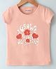 Ollypop Cotton Sinker Knit Half Sleeves Top Floral Print - Peach