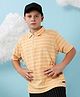 Instafab Cotton Half Sleeves Striped Tee - Blonde Yellow