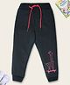 Nino Togs Cotton Loop Knit Giraffe Embroidered Joggers - Black & Red