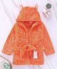 Babyhug Full Sleeves Velour Hooded Bathrobe - Orange
