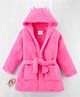 Babyhug Full Sleeves Velour Hooded Bathrobe - Pink